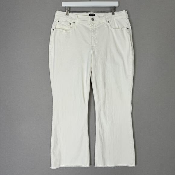 J.Crew Mid Rise Flare Crop Jeans Womens 33 White in Signature Stretch Raw Hem - Picture 1 of 13